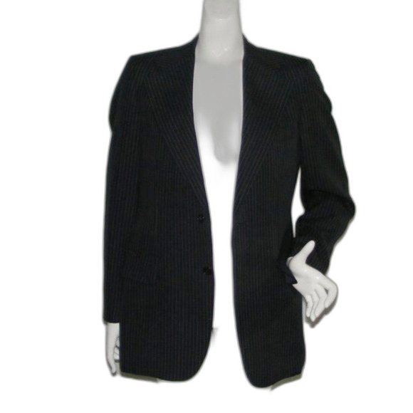 Vintage LANVIN Blazer, S, Navy Blue/Tan Pinstripes, 2 buttons - Picture 8 of 15